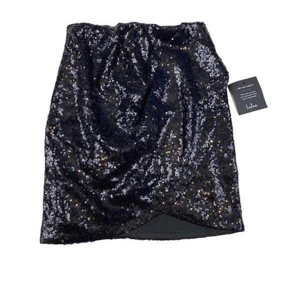 Lulus Skirt Black Sequin Mini NWT XS - Picture 1 of 5